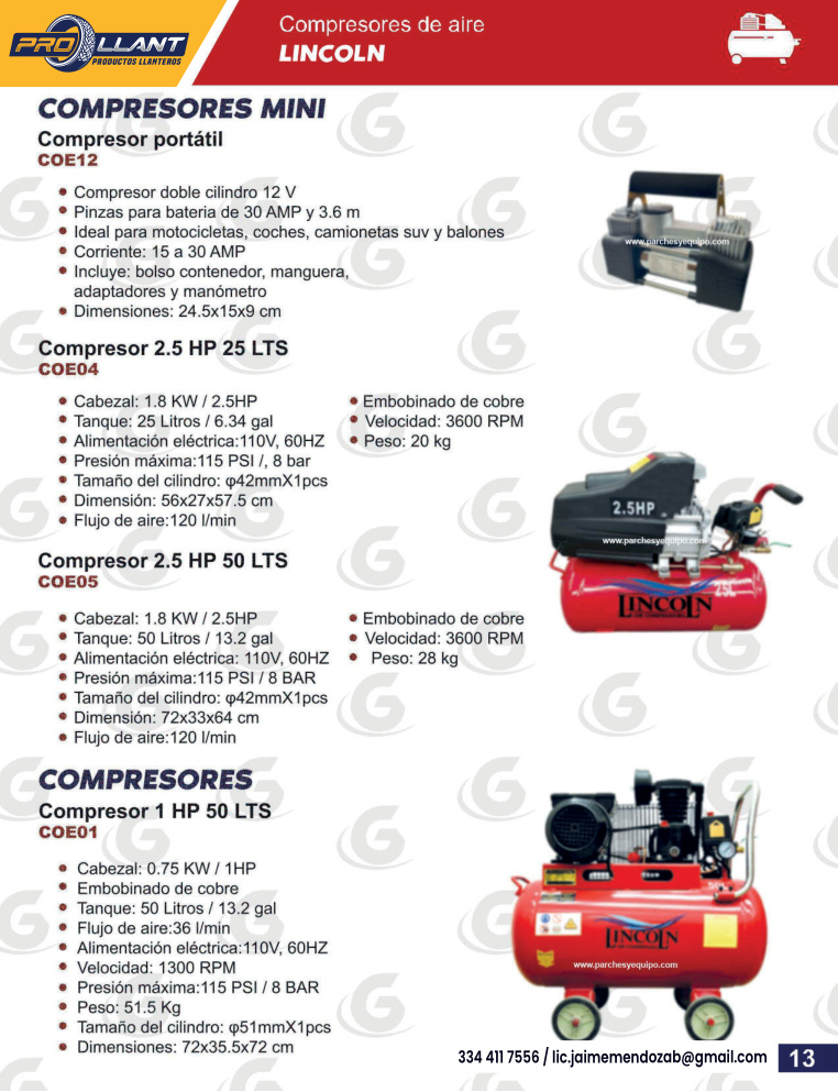 Compresores de aire Lincoln