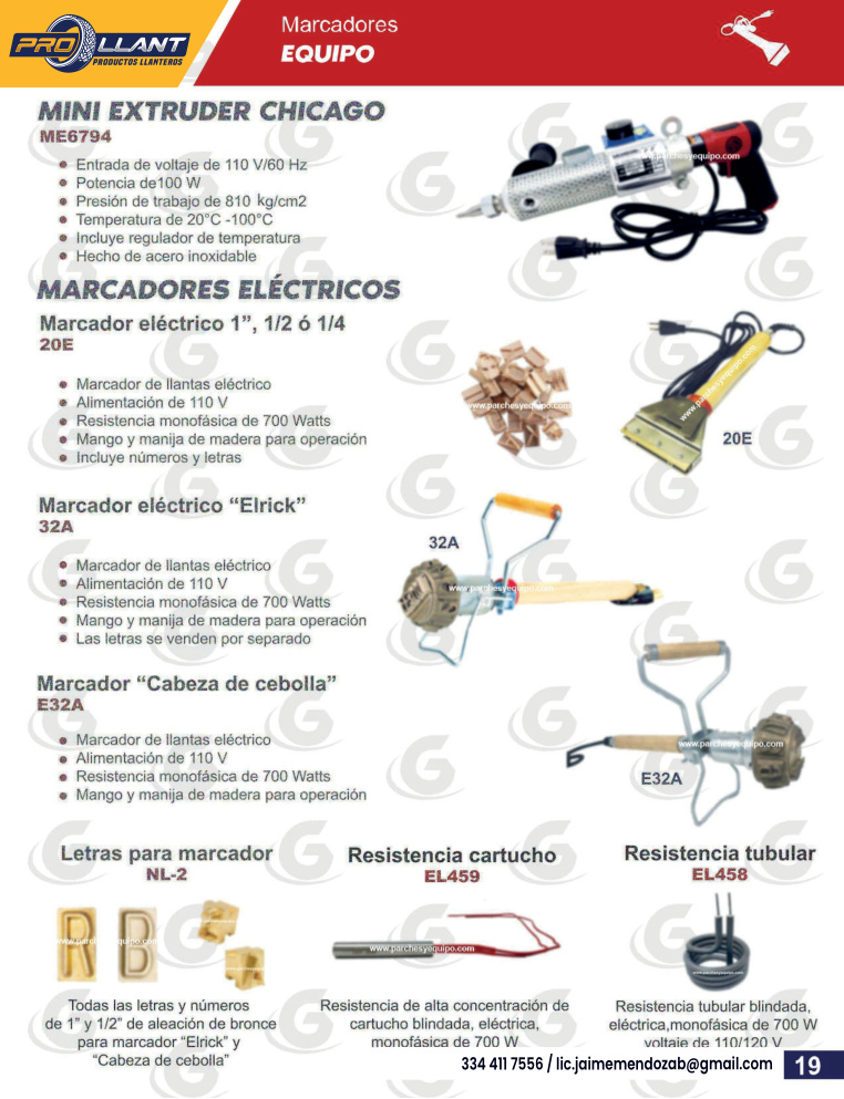 Marcadores y equipo llantero
